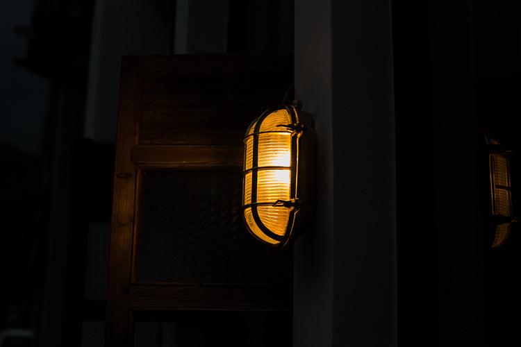 Nautilus Oval brass cage outdoor wall light / ceiling Light-DWHOME