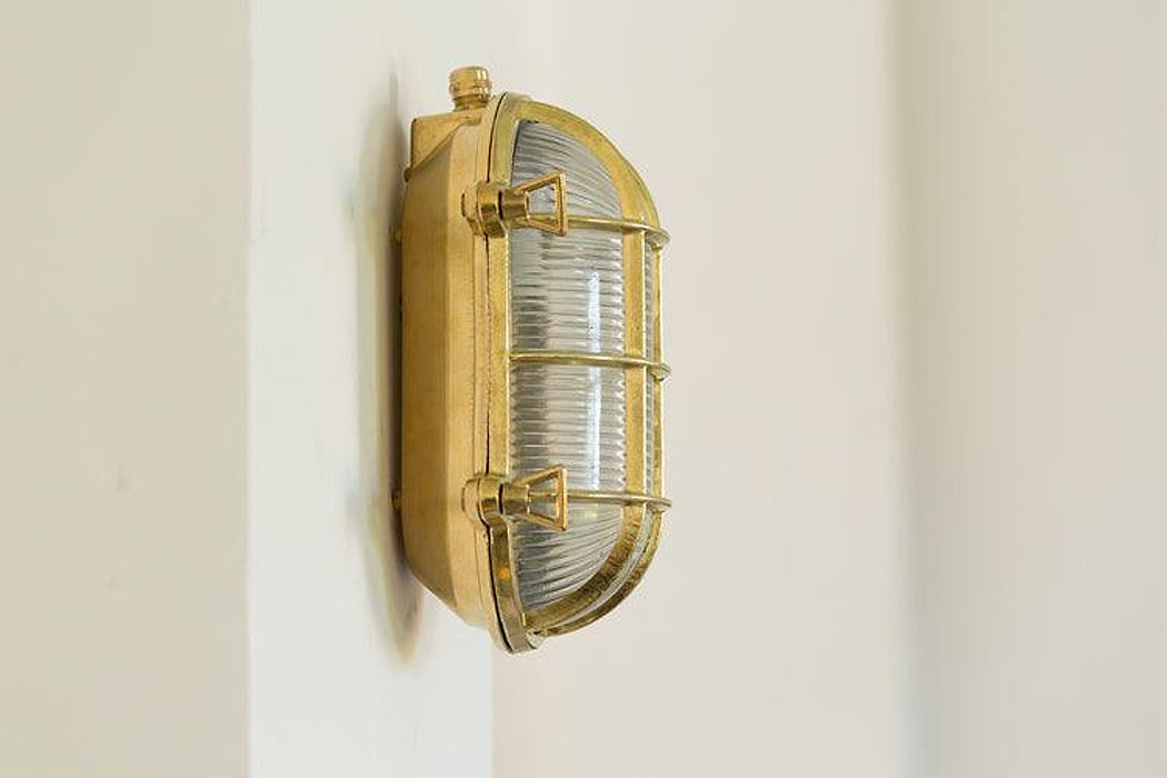 Nautilus Oval brass cage outdoor wall light / ceiling Light-DWHOME