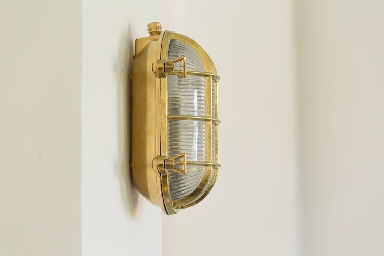 Nautilus Oval brass cage outdoor wall light / ceiling Light-DWHOME