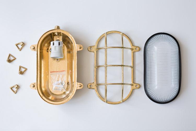Nautilus Oval brass cage outdoor wall light / ceiling Light-DWHOME