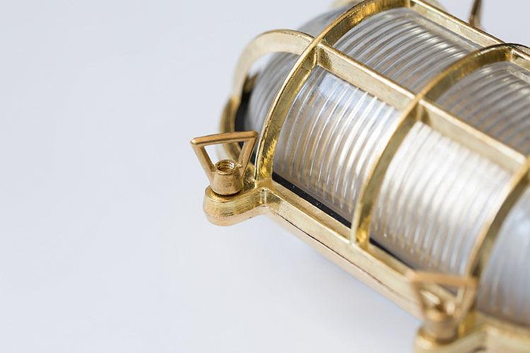 Nautilus Oval brass cage outdoor wall light / ceiling Light-DWHOME