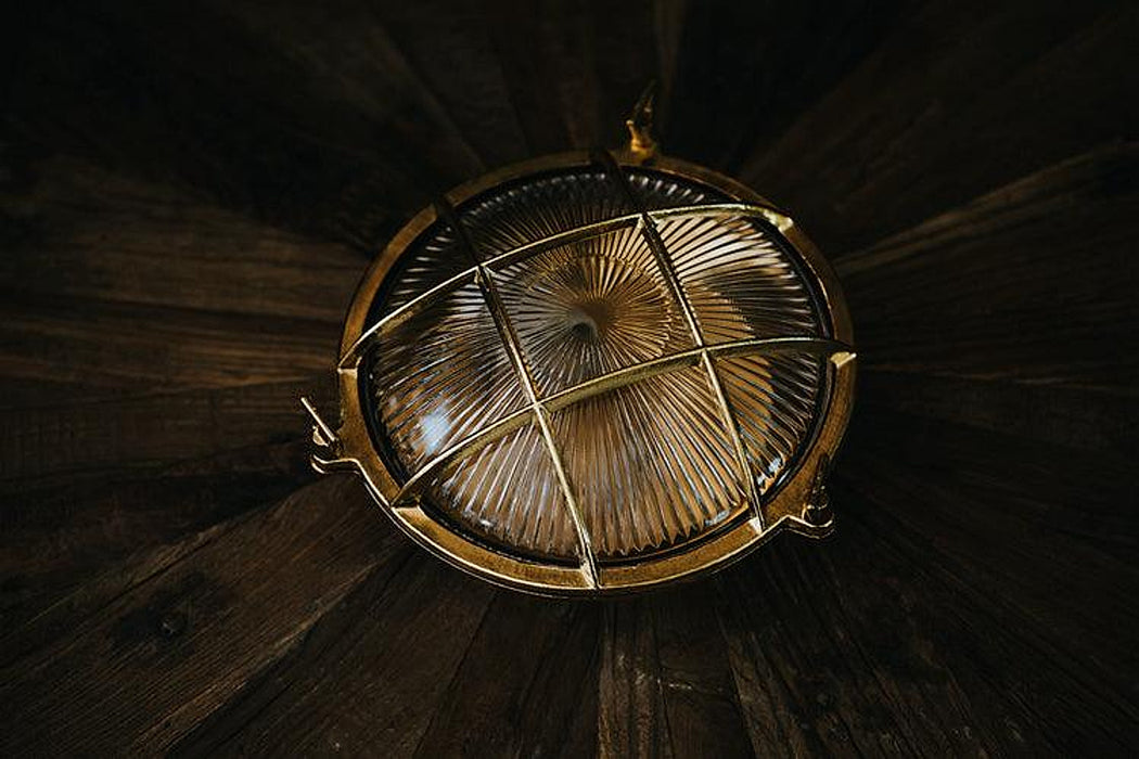 Nautilus Round Brass cage outdoor wall light / ceiling light-DWHOME
