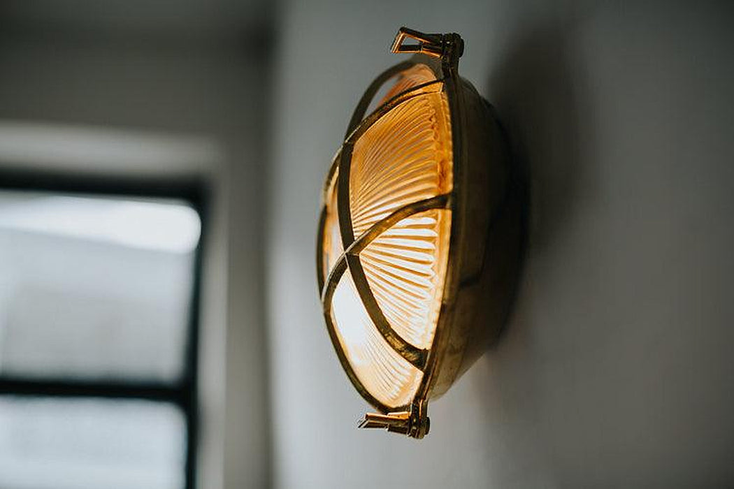 Nautilus Round Brass cage outdoor wall light / ceiling light-DWHOME