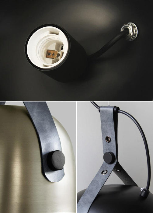Kemi loft minimalist monochrome pendant light with strap handle - DWHOME
