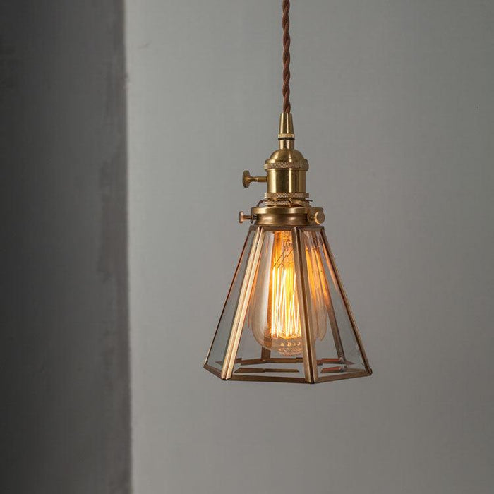 Lanterna brass frame glass pendant light - DWHOME