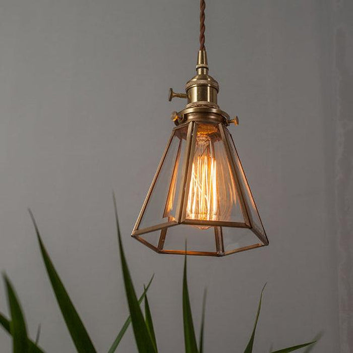 "Lanterna suspension en laiton et verre-DWHOME"