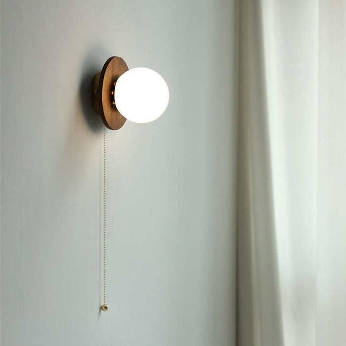 Odesa Wooden Plate Minimalist Line Wall Light-DWHOME