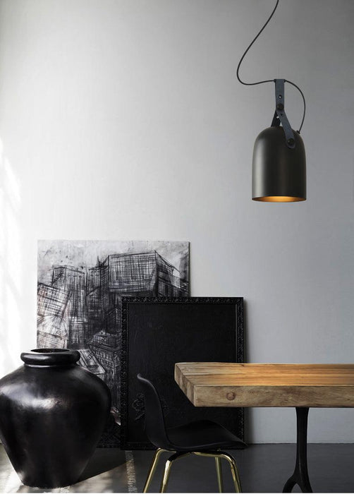 Kemi loft minimalist monochrome pendant light with strap handle - DWHOME