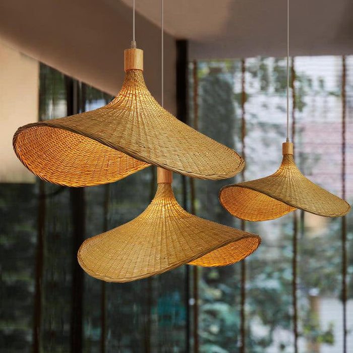 Panama Rattan Wicker Bamboo Pendant Light - DWHOME