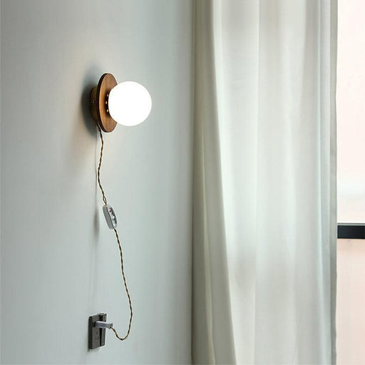 Odesa Wooden Plate Minimalist Line Wall Light-DWHOME