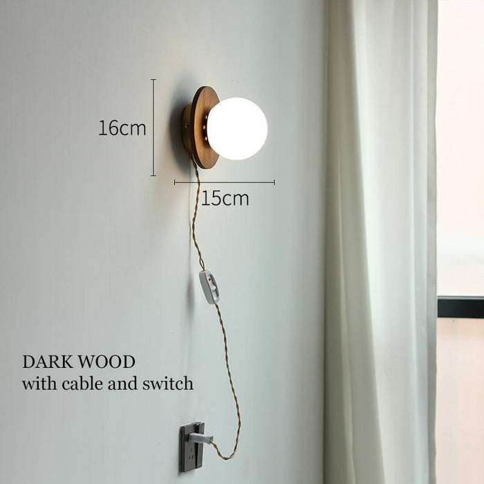 Odesa Wooden Plate Minimalist Line Wall Light-DWHOME