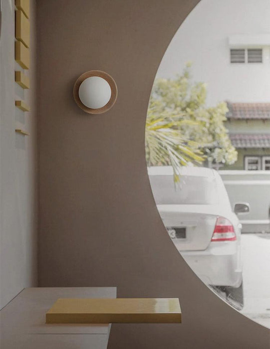 Kato Wooden Plate Japandi Wall Light - DWHOME