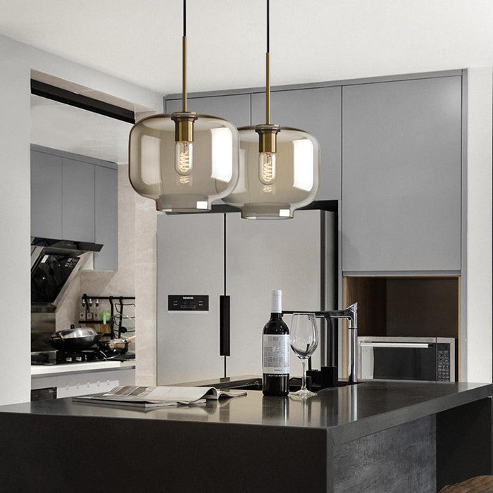 Millow Glass Shade Brass Fitting Pendant Light - DWHOME