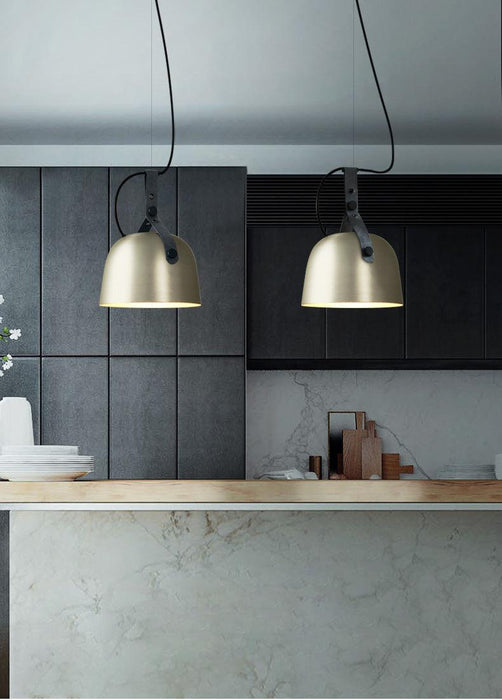 Kemi loft minimalist monochrome pendant light with strap handle - DWHOME