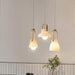Skandi white milk glass wooden handle pendant light - DWHOME