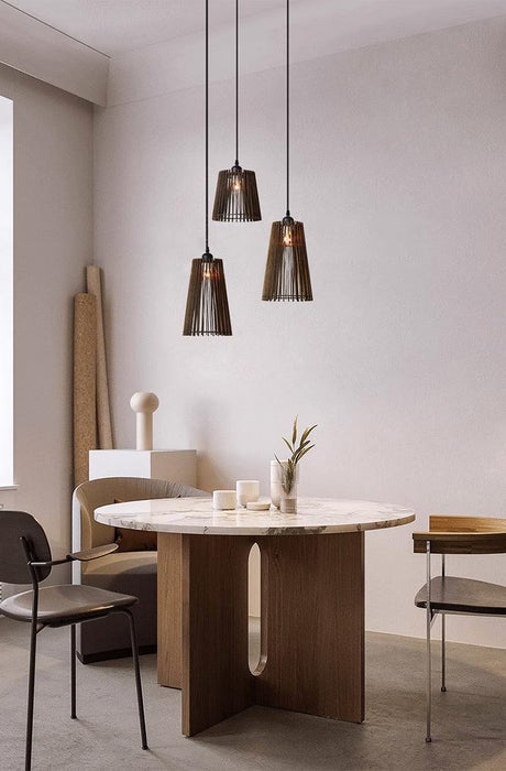 Kaho Wooden Shade Japandi Pendant Light - DWHOME