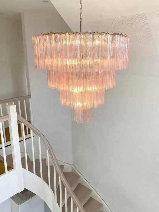 Vintage Murano Pink Glass Chandelier-DWHOME