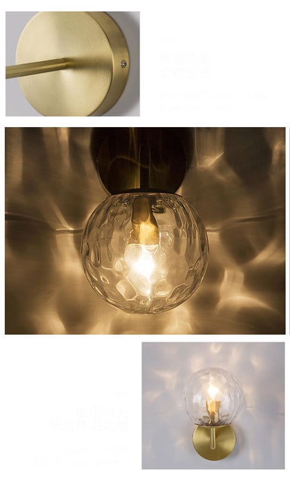 Pomelo Mid century modern Glass Ball Brass Wall Light - DWHOME