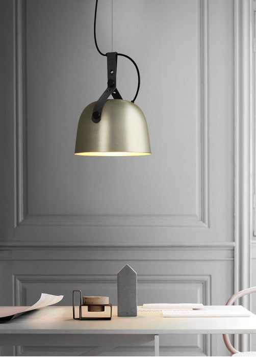 Kemi loft minimalist monochrome pendant light with strap handle - DWHOME