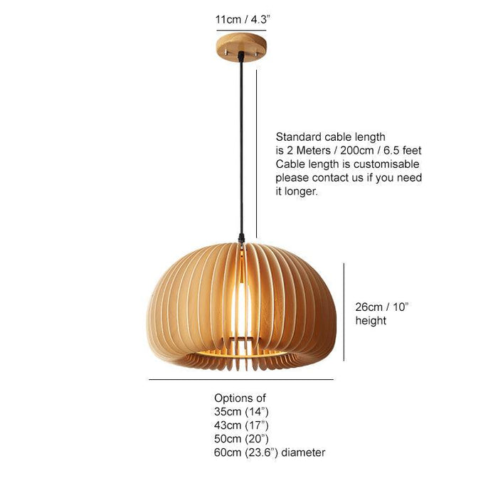 Septo Wooden Shade Japandi Pendant Light - DWHOME