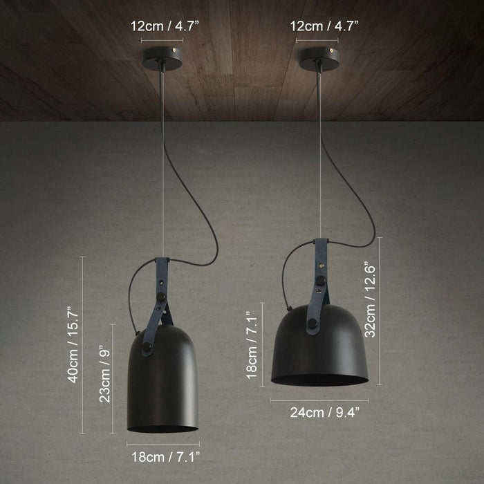 Kemi loft minimalist monochrome pendant light with strap handle - DWHOME