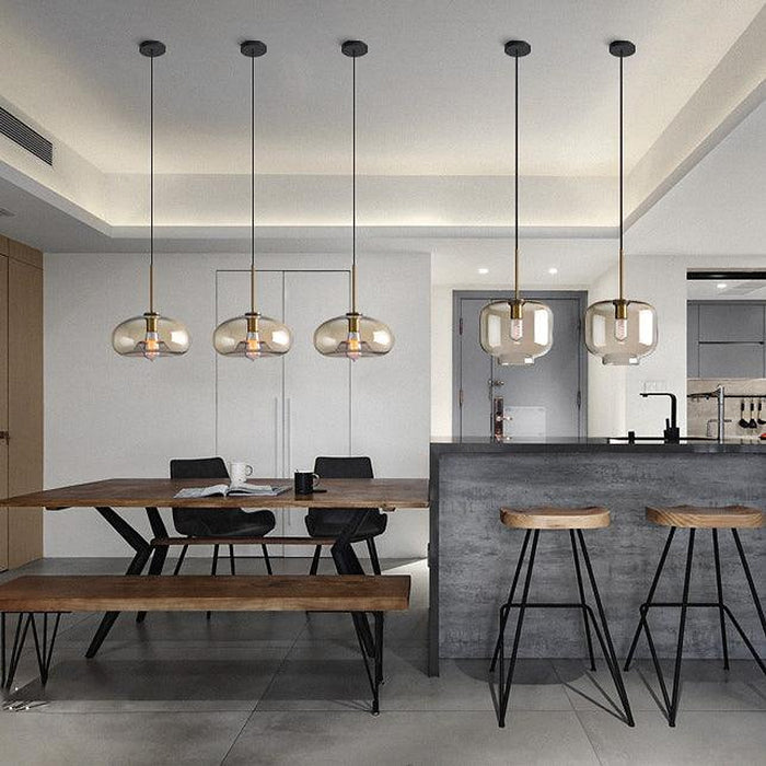 Millow Glass Shade Brass Fitting Pendant Light-DWHOME