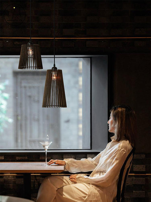 Kaho Wooden Shade Japandi Pendant Light - DWHOME