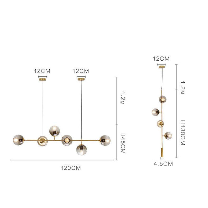 Olive Tree Branch 4 Bulb Staircase Void Brass Pendant Light - DWHOME