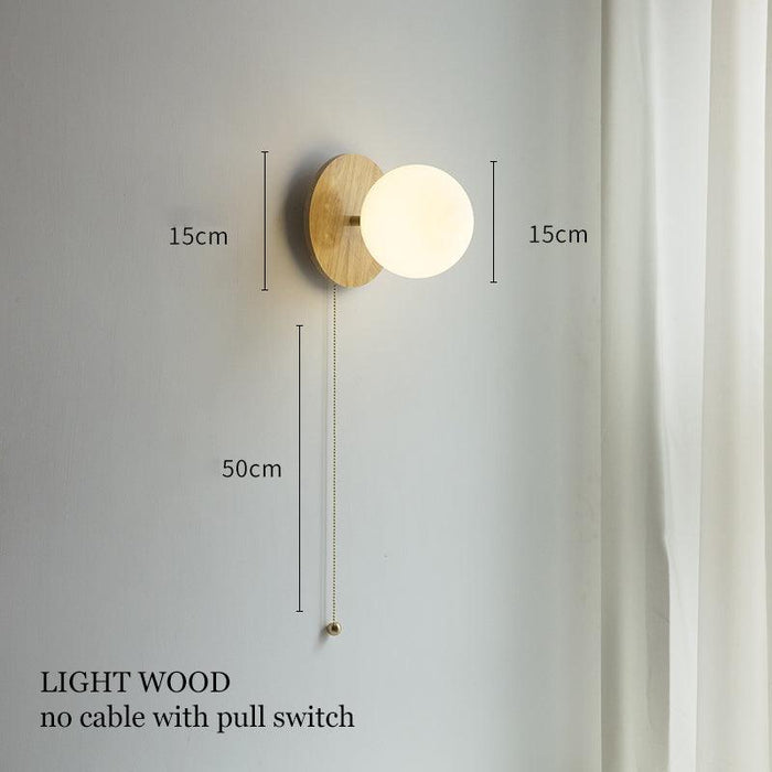 Odesa Wooden Plate Minimalist Line Wall Light-DWHOME