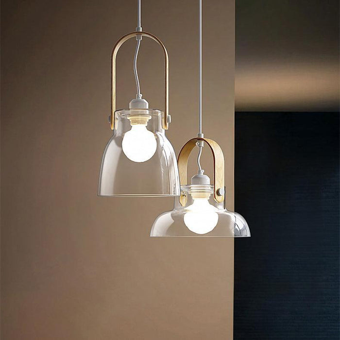 Skandi Clear Glass Wooden Look Pendant Light - DWHOME