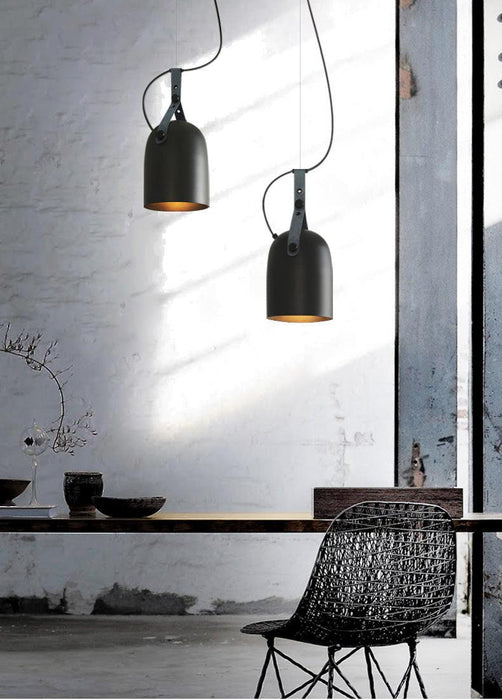 Kemi loft minimalist monochrome pendant light with strap handle - DWHOME
