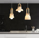 Skandi white milk glass wooden handle pendant light - DWHOME
