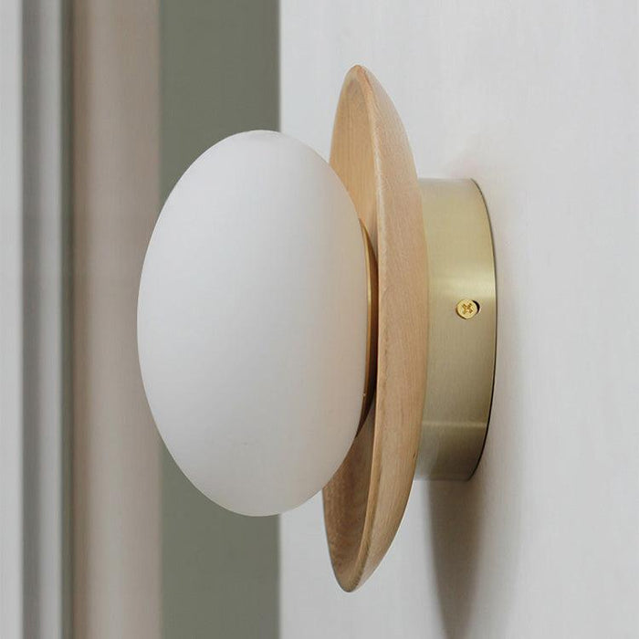 Kato Wooden Plate Japandi Wall Light - DWHOME