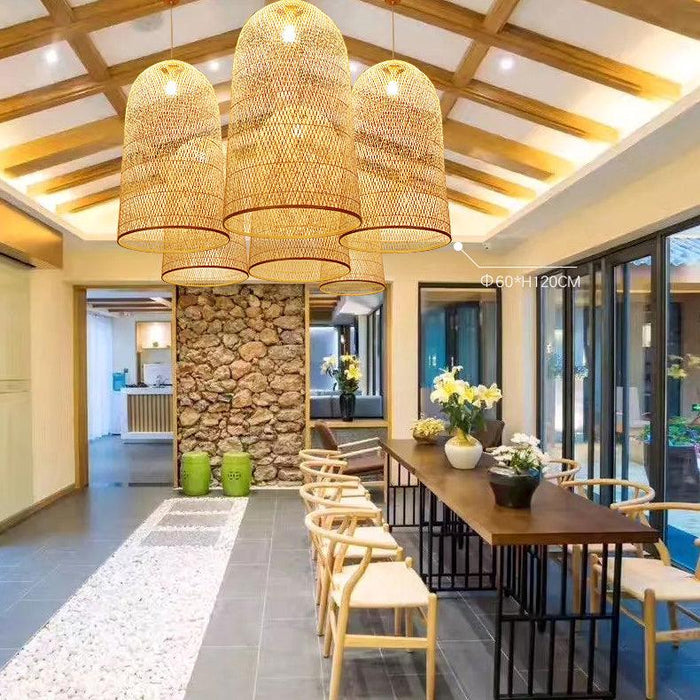 Kandang Rattan Wicker Bamboo Cage Pendant Light - DWHOME