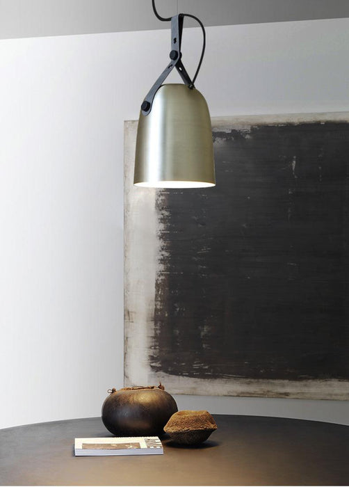 Kemi loft minimalist monochrome pendant light with strap handle - DWHOME
