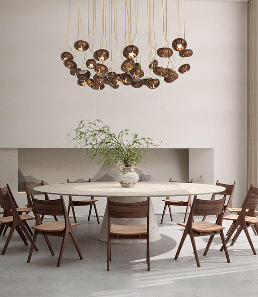 Wooden Petal Round Cluster Pendant Light - DWHOME
