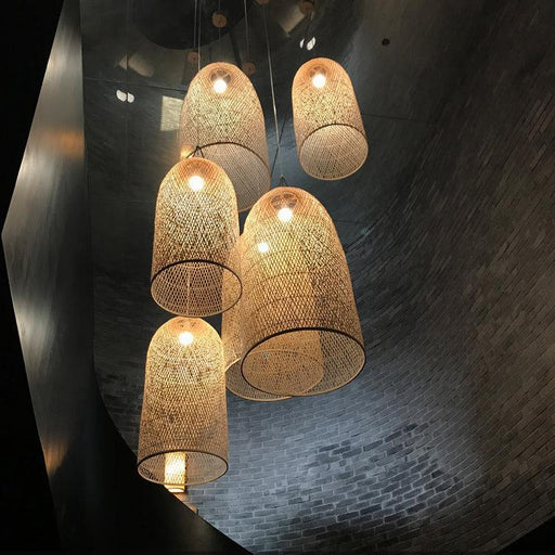 Kandang Rattan Wicker Bamboo Cage Pendant Light-DWHOME
