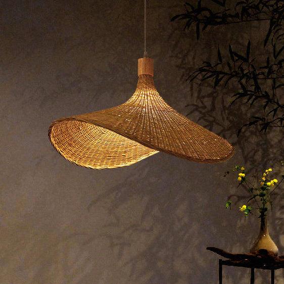 Panama Rattan Wicker Bamboo Pendant Light - DWHOME