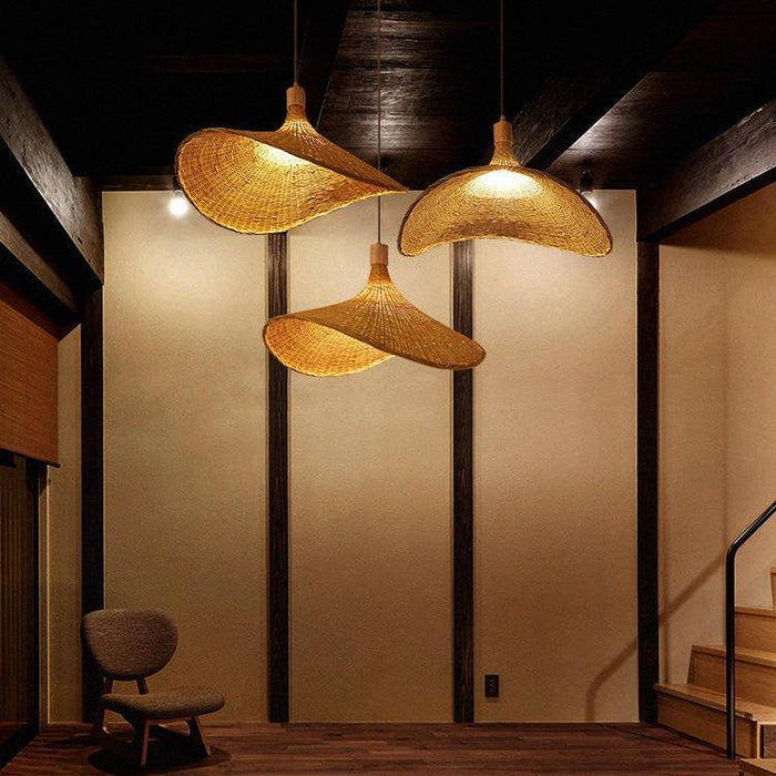 Panama Rattan Wicker Bamboo Pendant Light - DWHOME