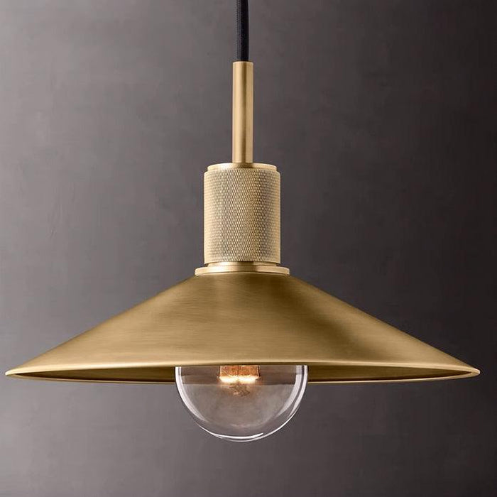Quentin Knurled Brass Loft Pendant Light (Brass | Black)-DWHOME