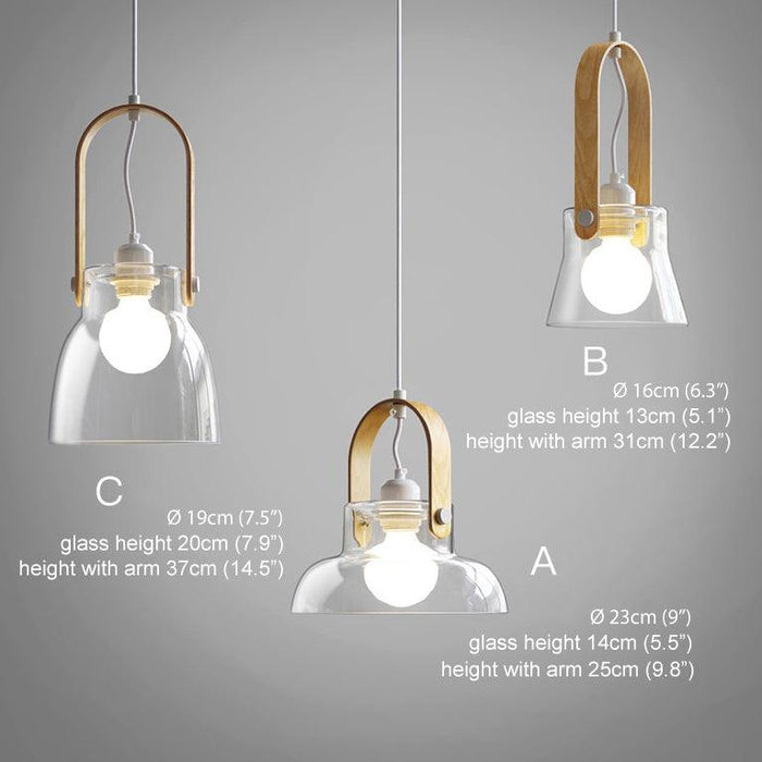 Skandi Clear Glass Wooden Look Pendant Light - DWHOME