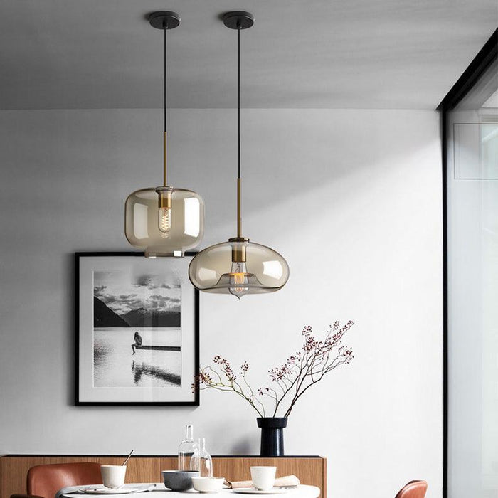 Millow Glass Shade Brass Fitting Pendant Light - DWHOME
