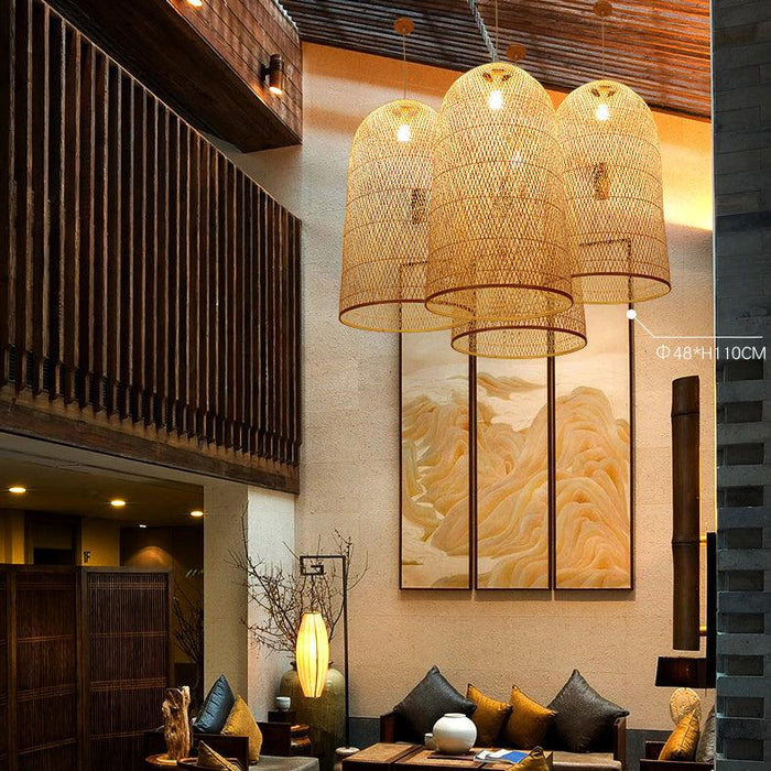 Kandang Rattan Wicker Bamboo Cage Pendant Light - DWHOME