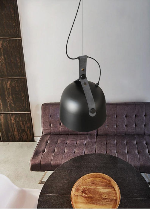 Kemi loft minimalist monochrome pendant light with strap handle - DWHOME