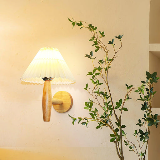 Oak Pleated Wall Light-DWHOME