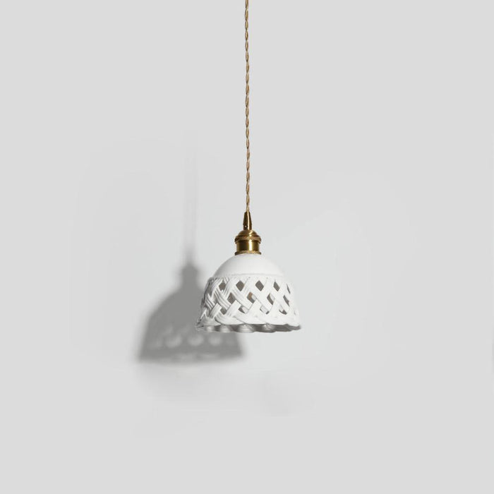Openwork Ceramic Pendant Swag Light-DWHOME
