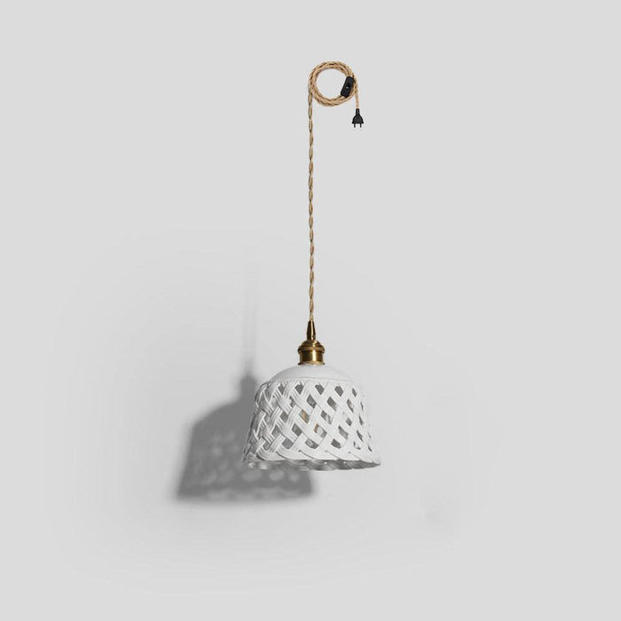 Openwork Ceramic Pendant Swag Light-DWHOME
