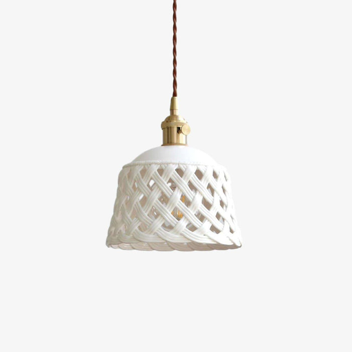 Openwork Ceramic Pendant Swag Light-DWHOME