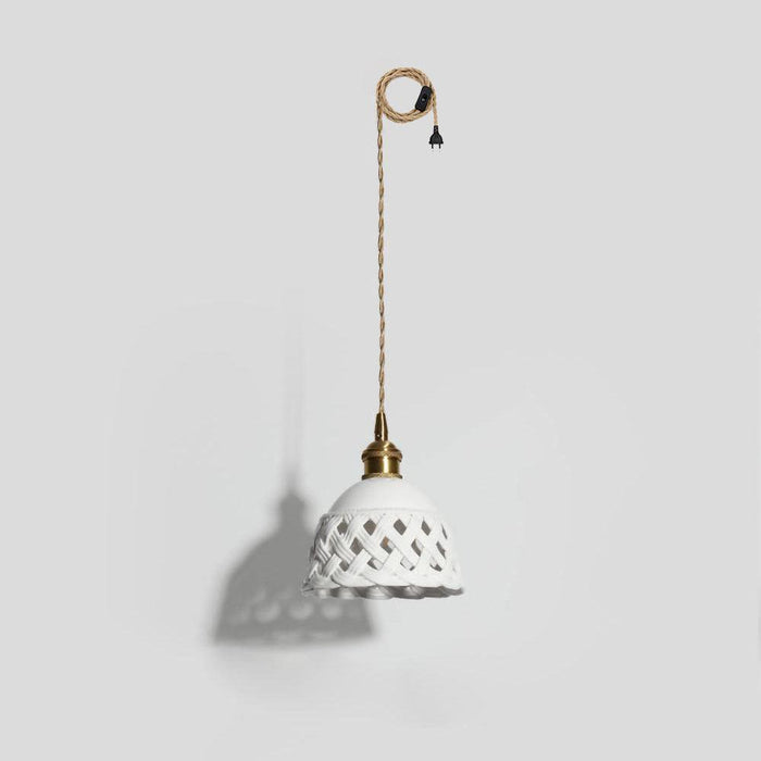 Openwork Ceramic Pendant Swag Light-DWHOME