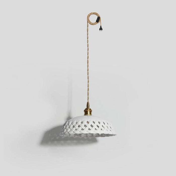 Openwork Ceramic Pendant Swag Light-DWHOME